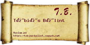 Tóbiás Bálint névjegykártya